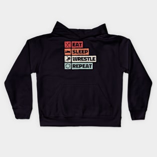 Eat Sleep Wrestle Repeat. champion grappler club. Wrestling training outfit Kids Hoodie